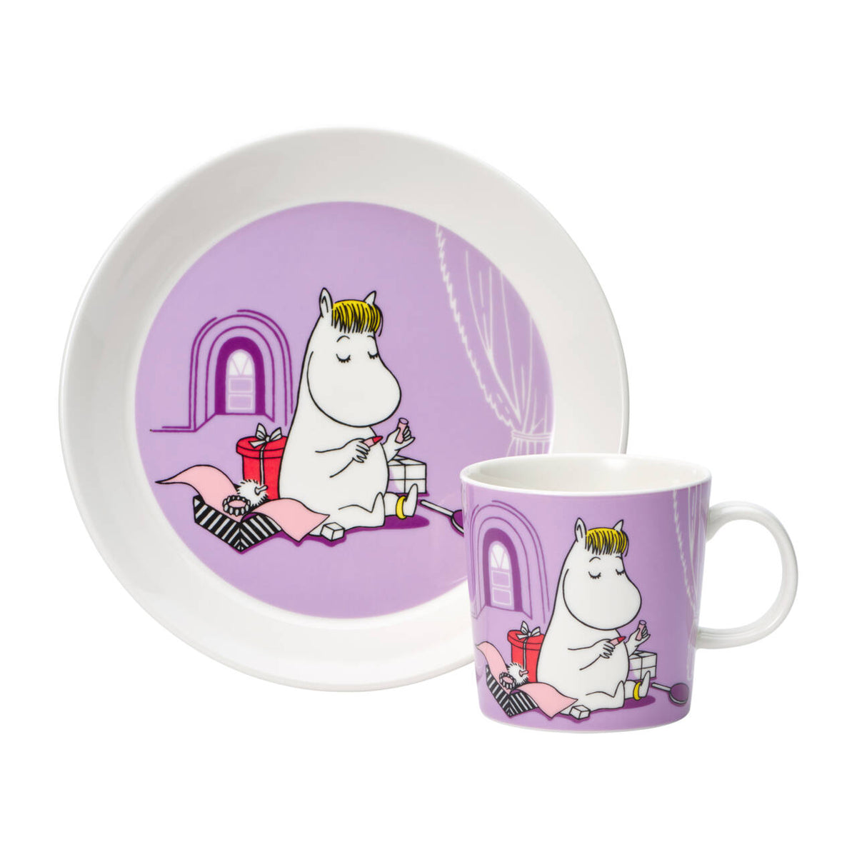 Moomin set mug & plate Snorkmaiden lila