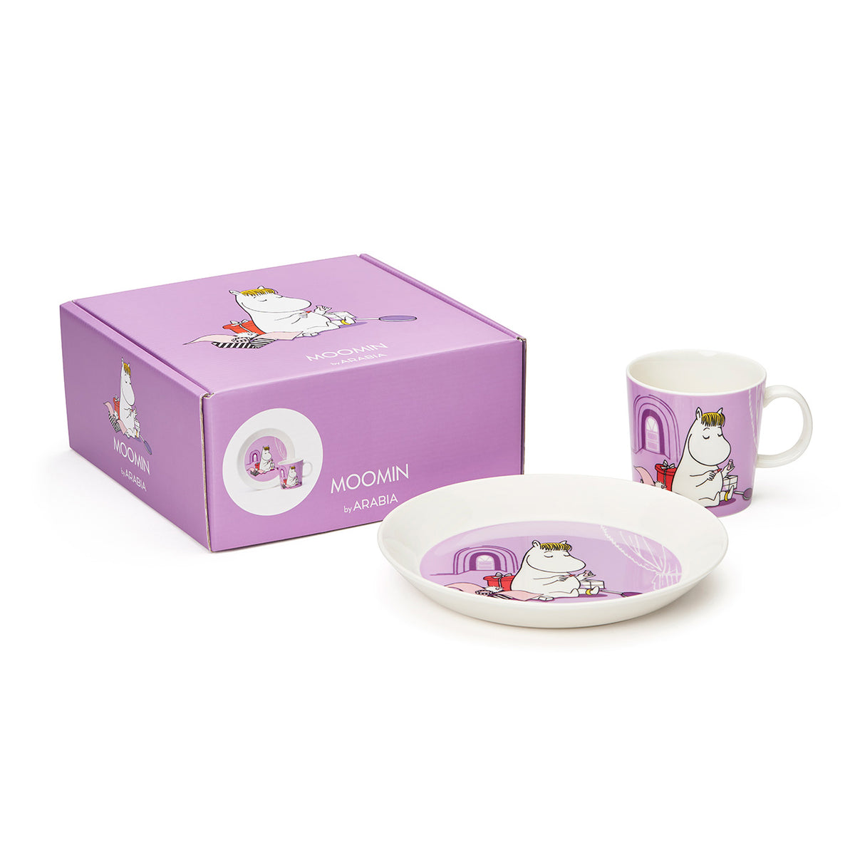 Moomin set mug & plate Snorkmaiden lila