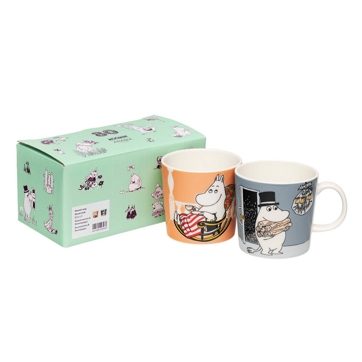 Moomin mug 0,3L Moominmamma 80 & Moominpappa 80, 2pc